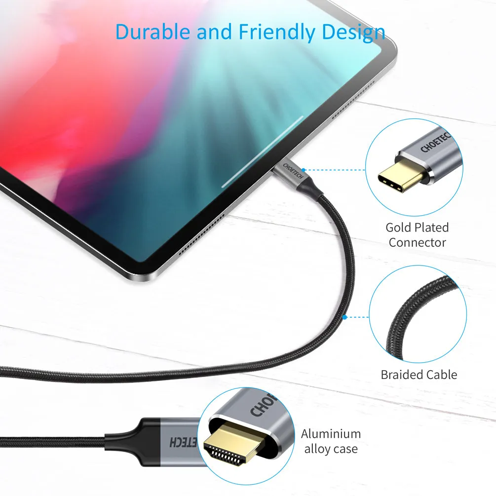 CH0021-BK Choetech USB-C to HDMI Cable (4K@60Hz) 6.5ft (2m)