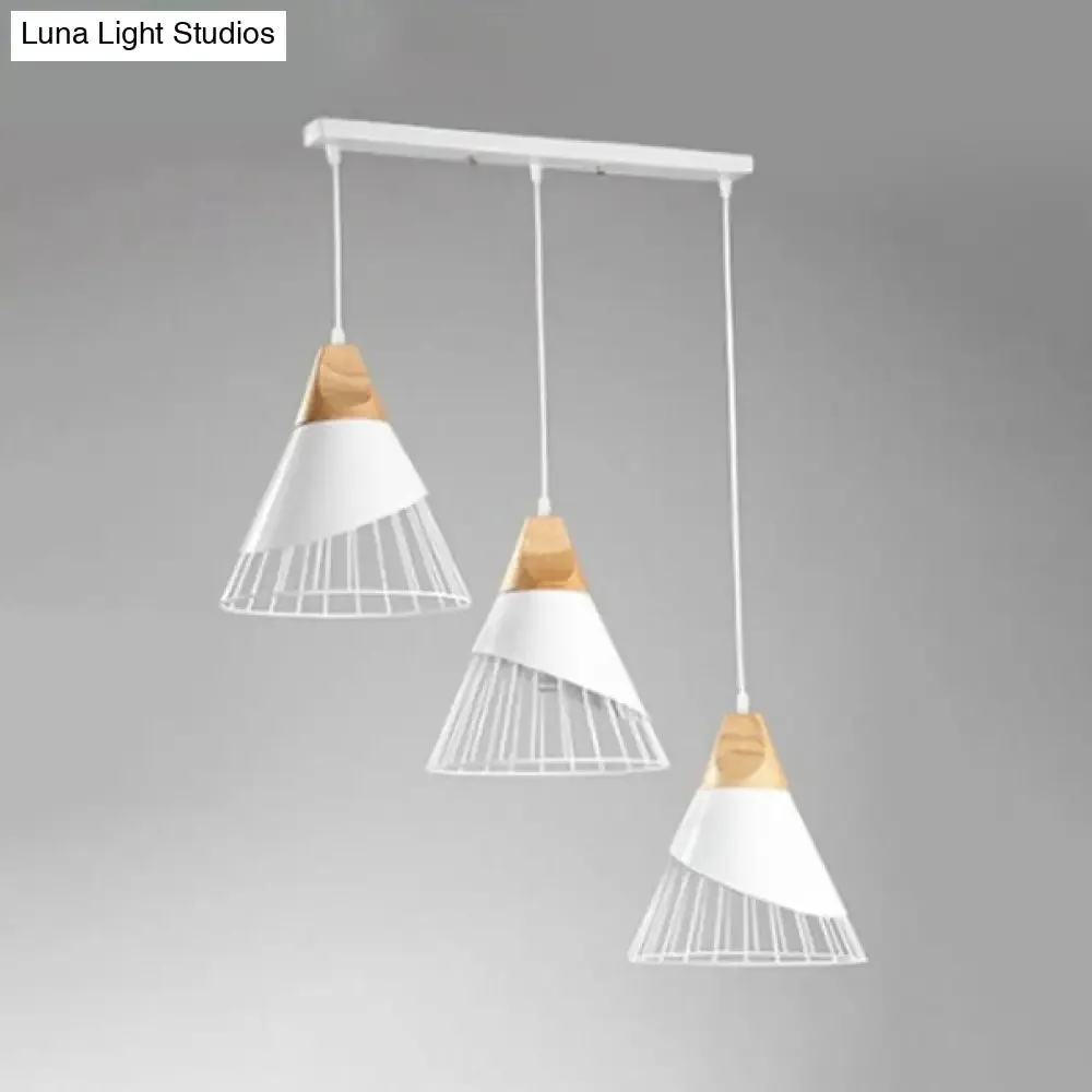 Conical Metal Pendant Light - Modern Indoor Ceiling Hanging Light with 3 Lights, Black/White