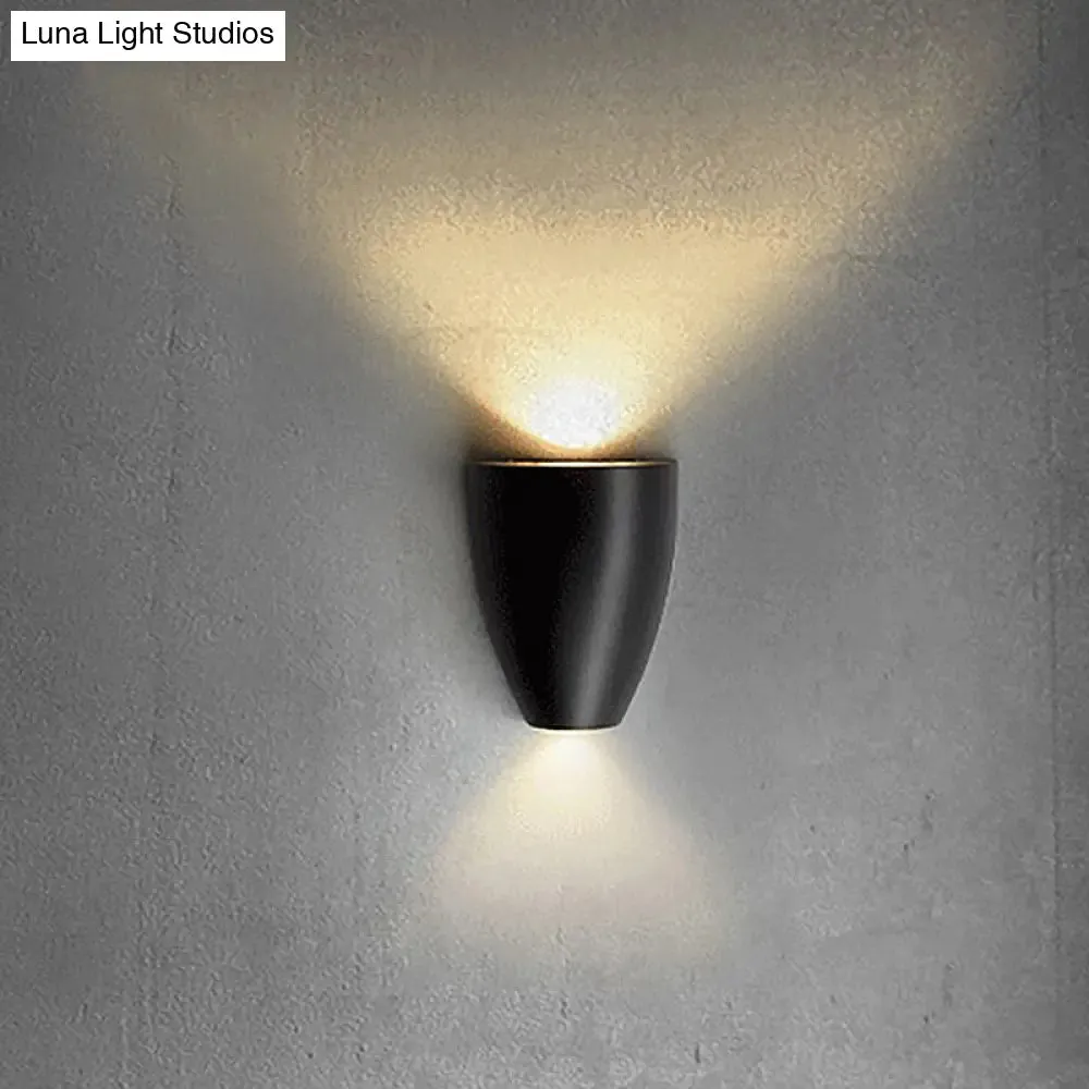 Contemporary Bullet Wall Sconce - LED Up and Downlight for Stairway - Modern Metallic Finish in Black/Grey/White