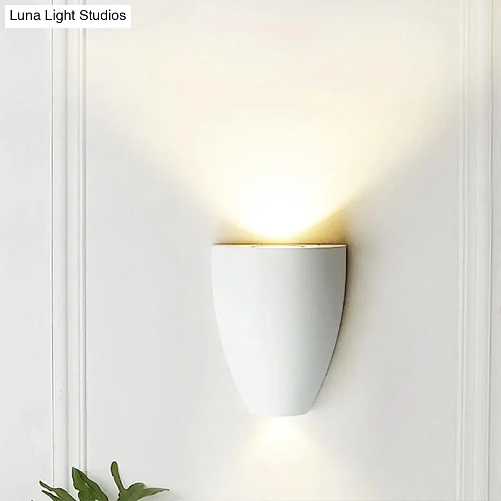 Contemporary Bullet Wall Sconce - LED Up and Downlight for Stairway - Modern Metallic Finish in Black/Grey/White