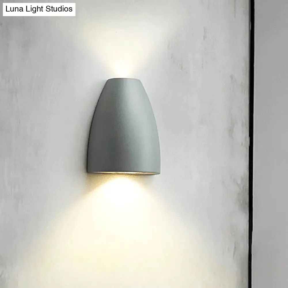 Contemporary Bullet Wall Sconce - LED Up and Downlight for Stairway - Modern Metallic Finish in Black/Grey/White