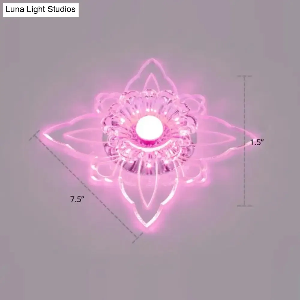 Contemporary Floral Crystal LED Flushmount Ceiling Light - Clear, Perfect for Hallways