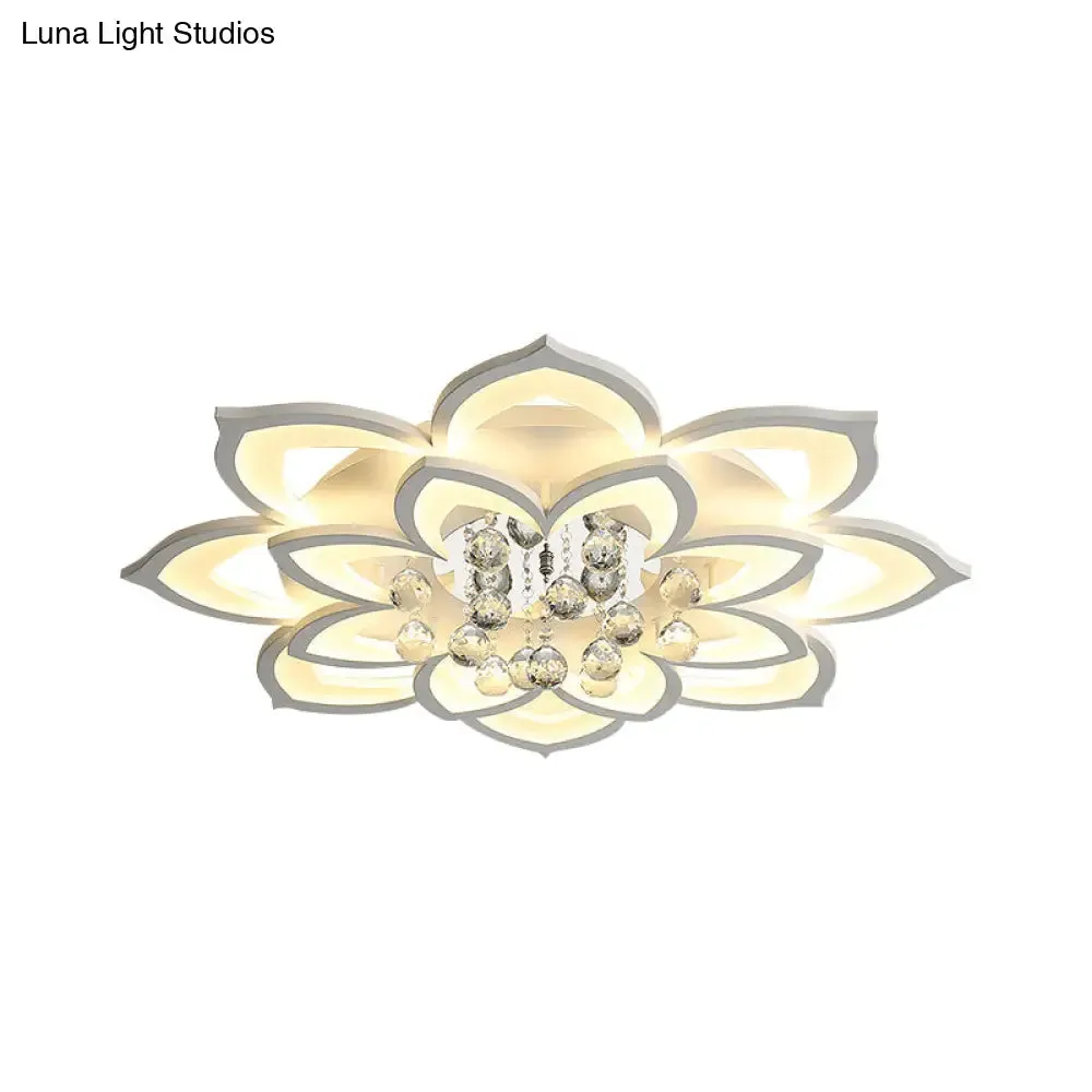 Contemporary LED Acrylic Flushmount Ceiling Light with Crystal Drop in Warm/White Light - 27"/31.5" W