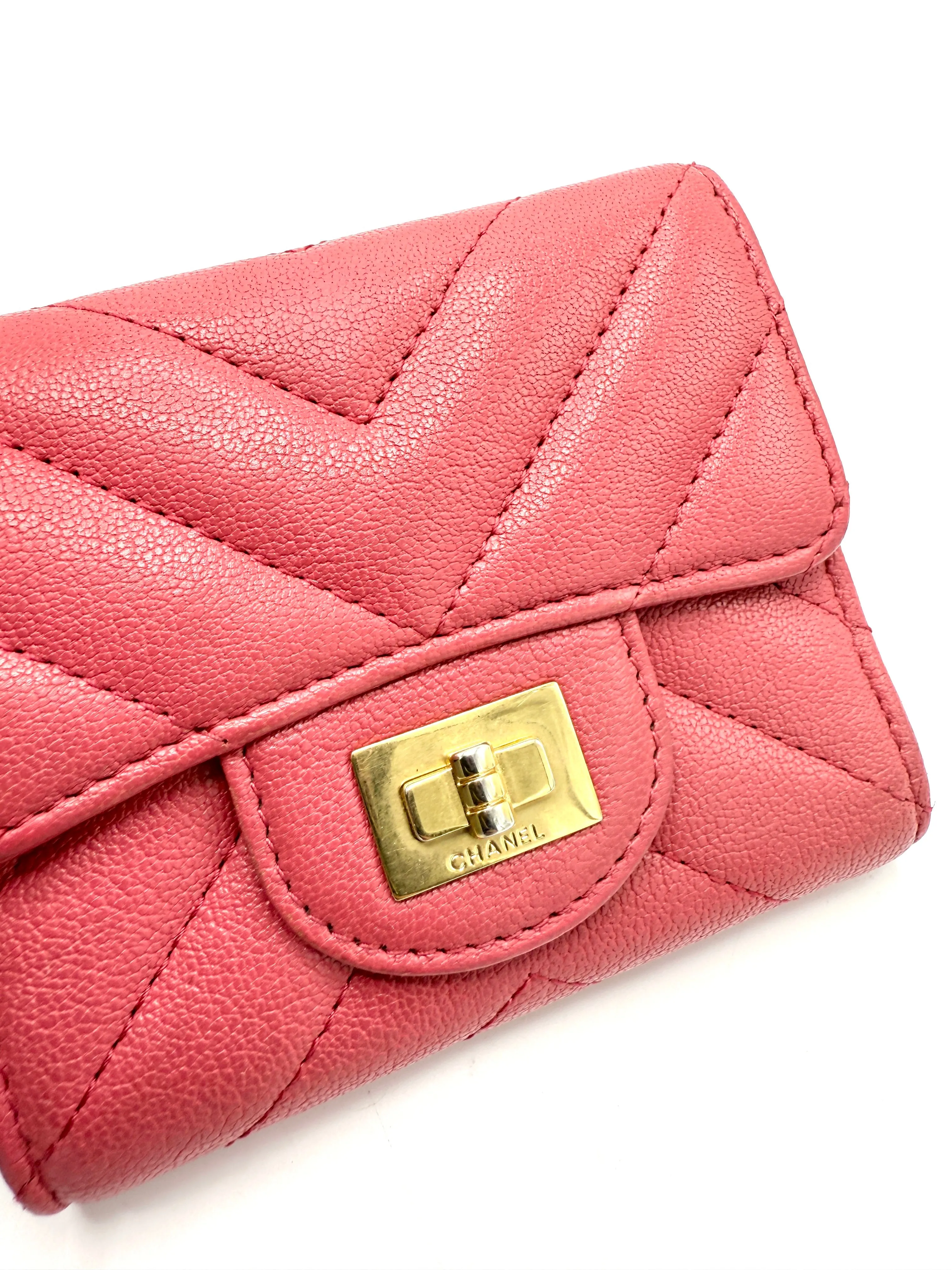 Coral Chevron GHW Reissue Compact Wallet