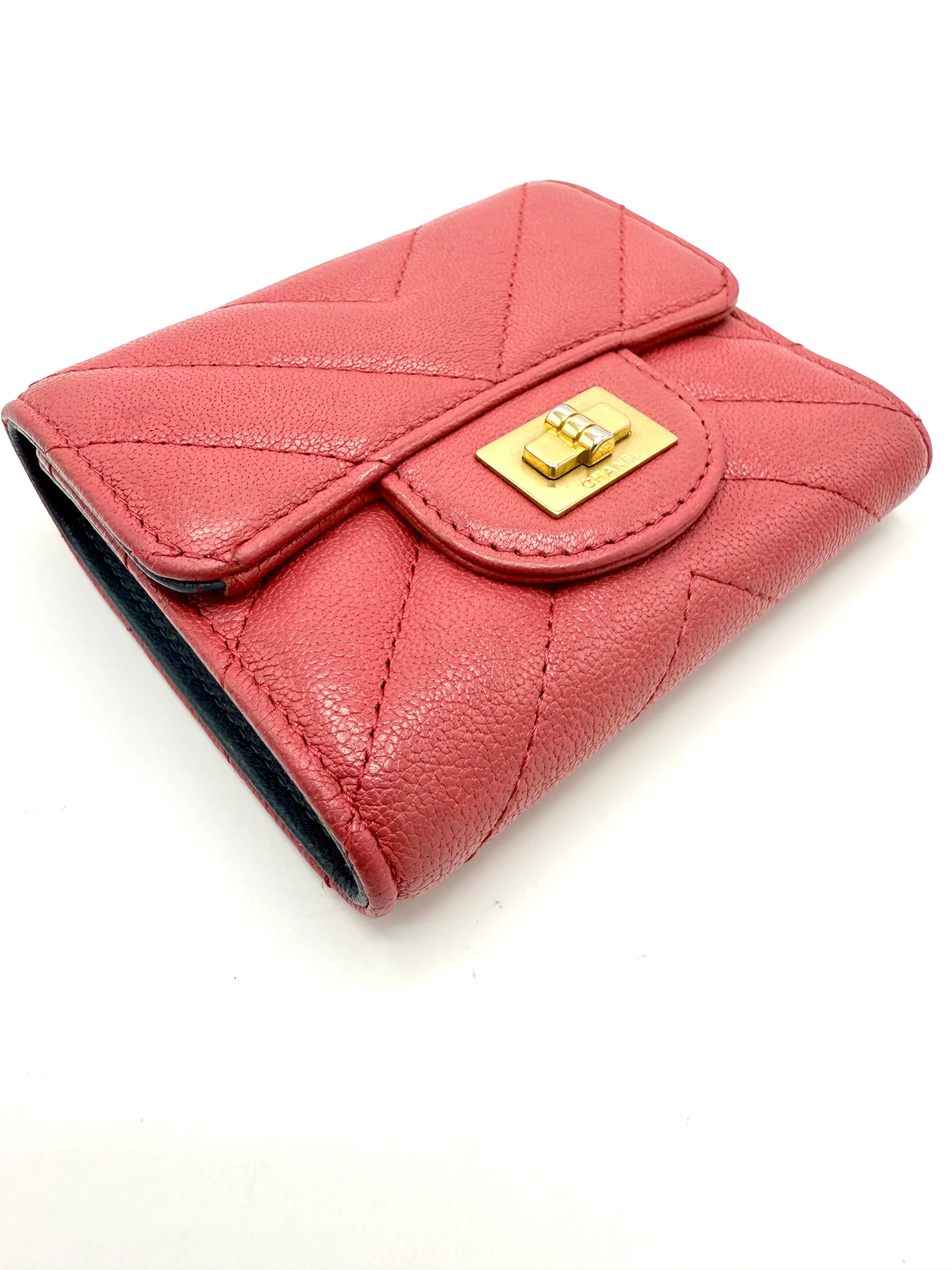 Coral Chevron GHW Reissue Compact Wallet