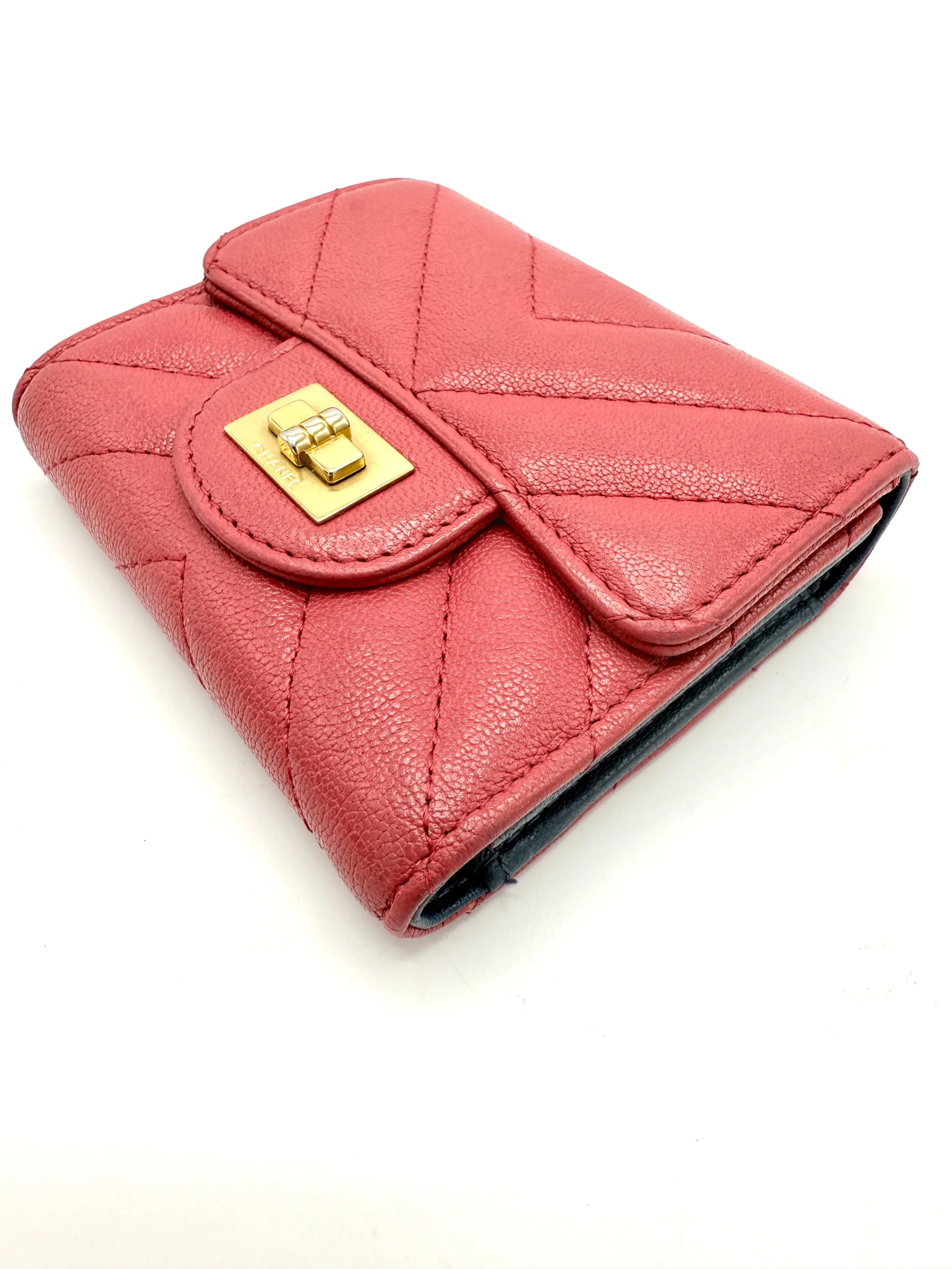 Coral Chevron GHW Reissue Compact Wallet