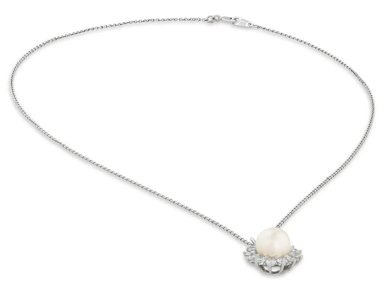 Cultured Pearl and Diamond Pendant in Platinum