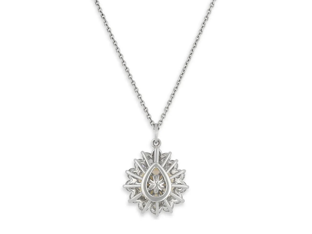 Cultured Pearl and Diamond Pendant in Platinum