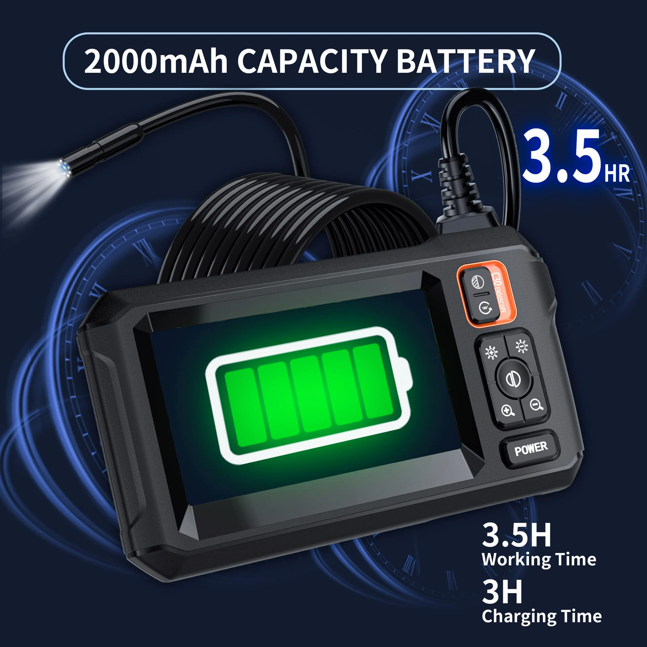 Daxiongmao Borescope, Endoscope Camera with Light, IP67 Waterproof Endoscope, 1080P HD Camera,  16.5ft Endoscope Camera, 4.3”