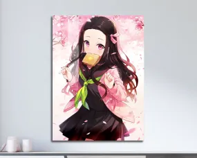 Demon Slayer Nezuko Cute Cherry Blossoms Metal Poster