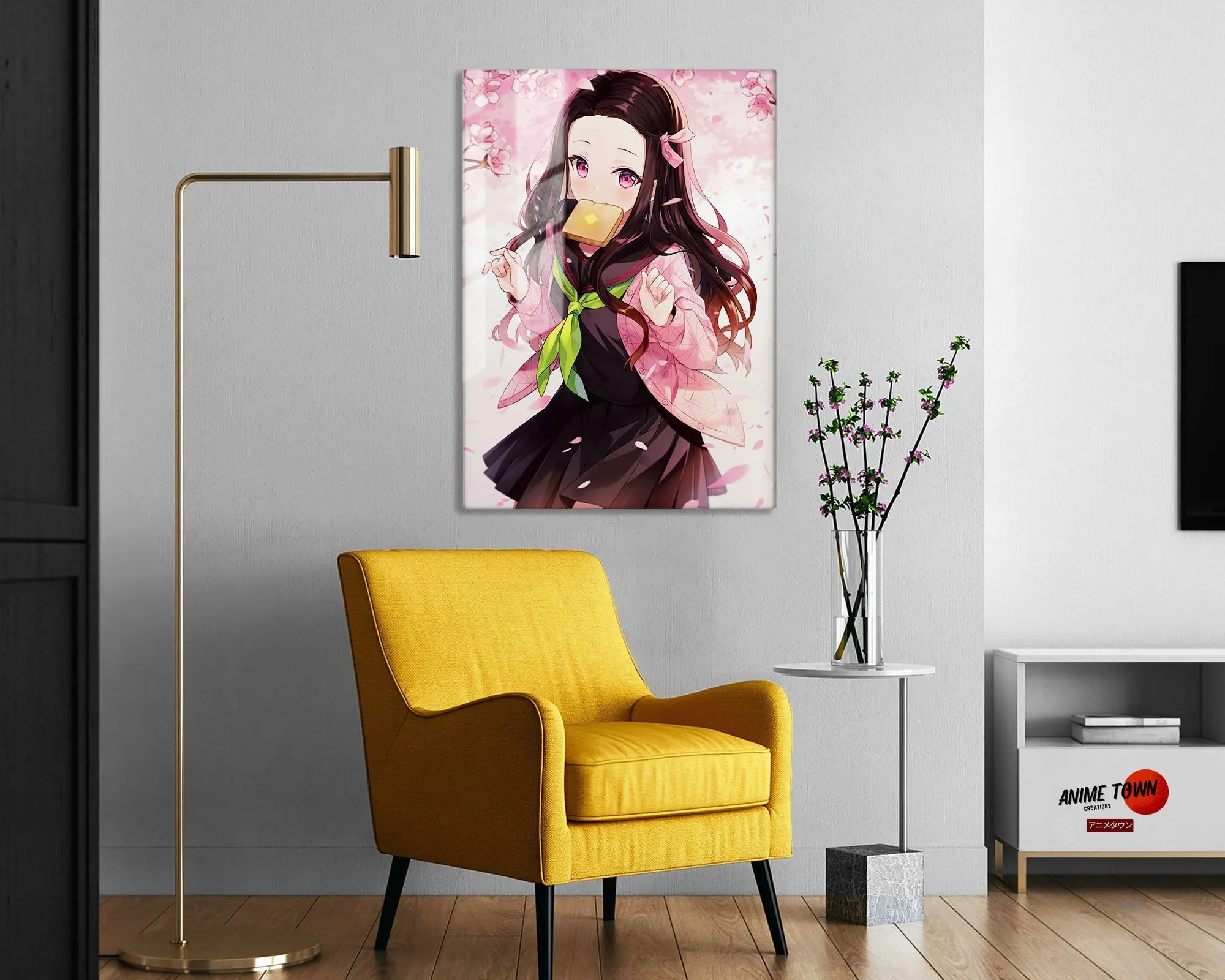 Demon Slayer Nezuko Cute Cherry Blossoms Metal Poster