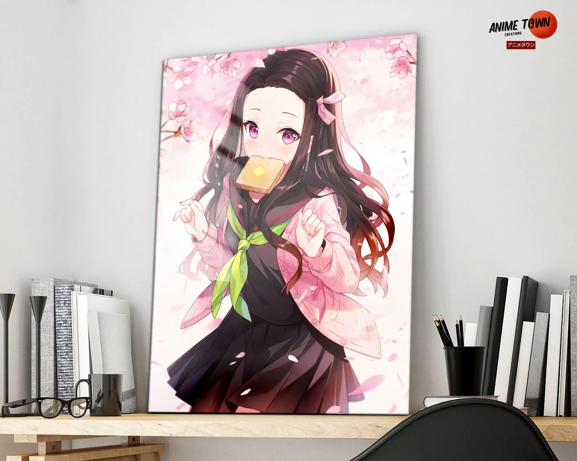 Demon Slayer Nezuko Cute Cherry Blossoms Metal Poster