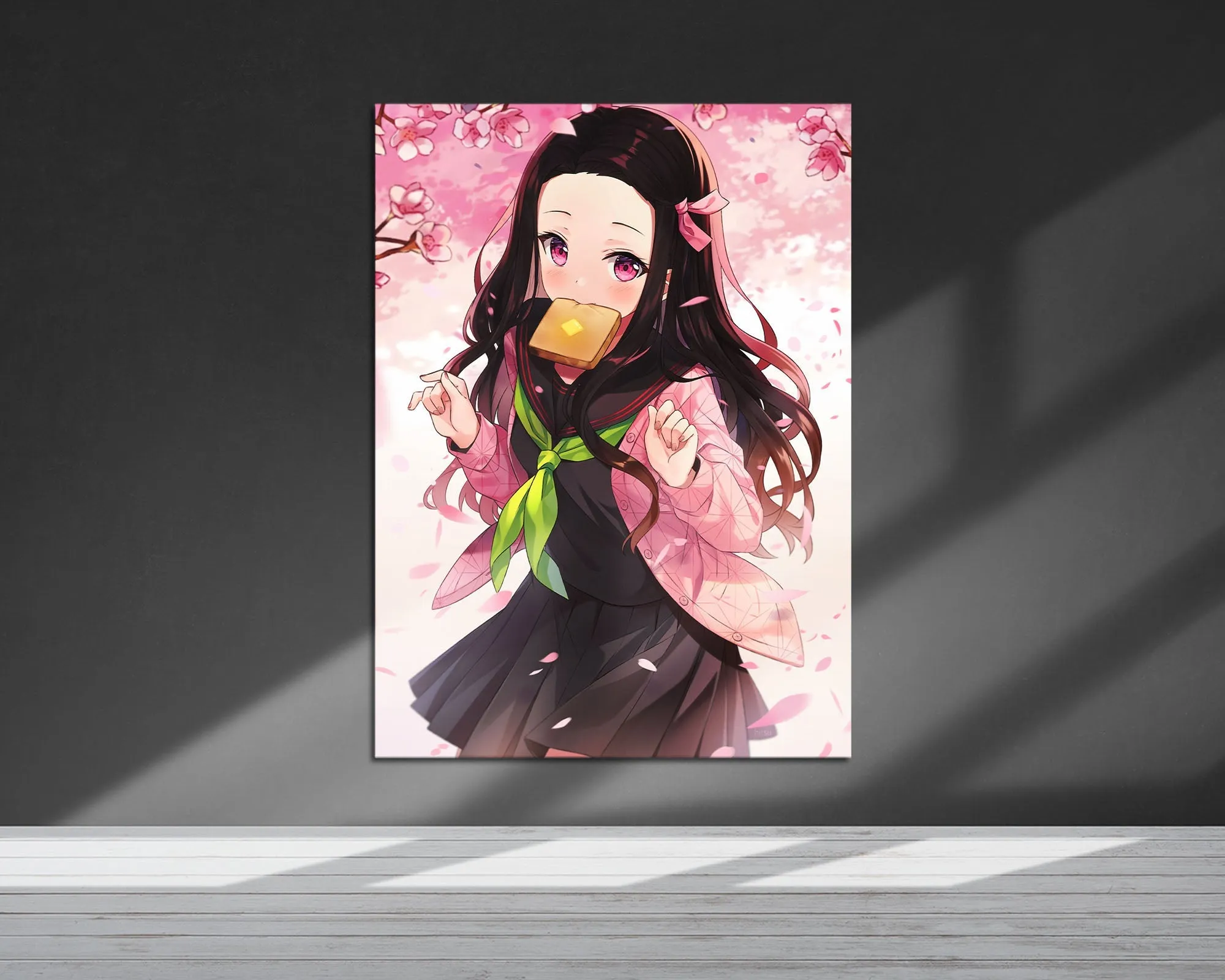 Demon Slayer Nezuko Cute Cherry Blossoms Metal Poster