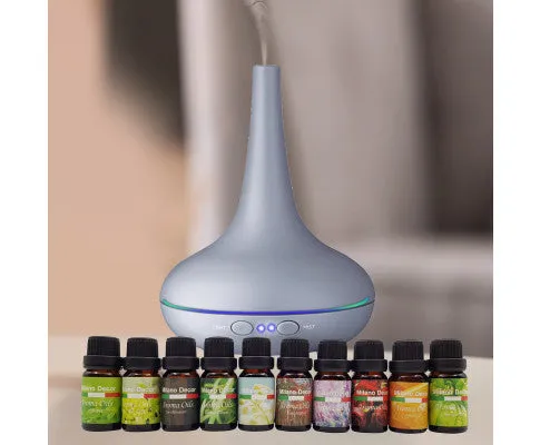 Diffuser Set With 10 Pack Diffuser Oils Humidifier Aromatherapy - Matt Grey