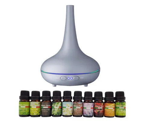 Diffuser Set With 10 Pack Diffuser Oils Humidifier Aromatherapy - Matt Grey