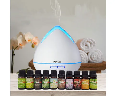 Diffuser Set With 10 Pack Diffuser Oils Humidifier Aromatherapy - White
