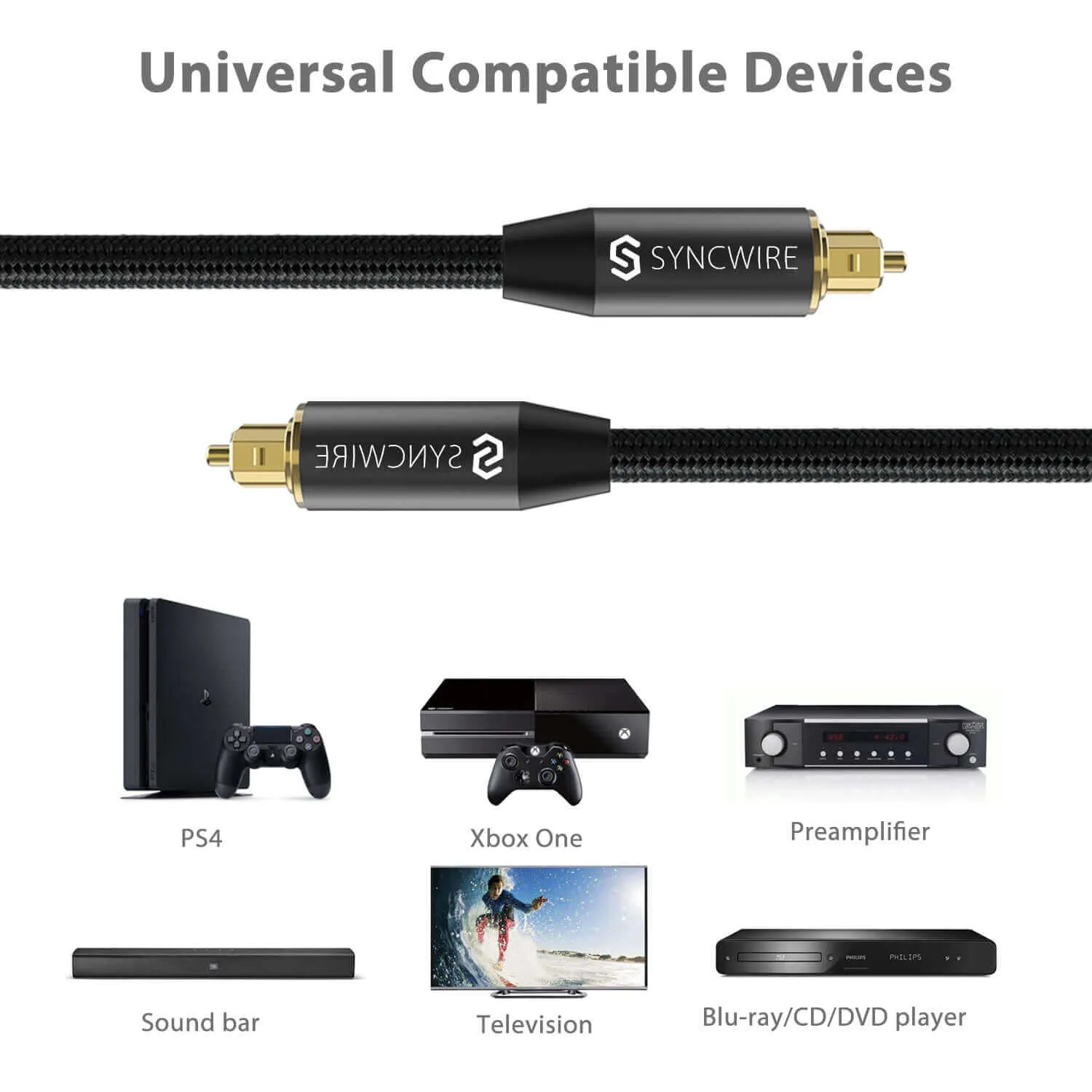 Digital Optical Audio Cable 10ft