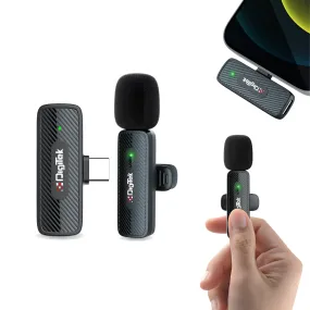 Digitek® (DWM-006 PRO) Wireless Microphone & Receiver with Type-C Connector, 2.4GHz Frequency, 4Hr Battery, 20m Range, For Android Phone & Type-C Devices, Ideal for Voice Recording & Live Streaming