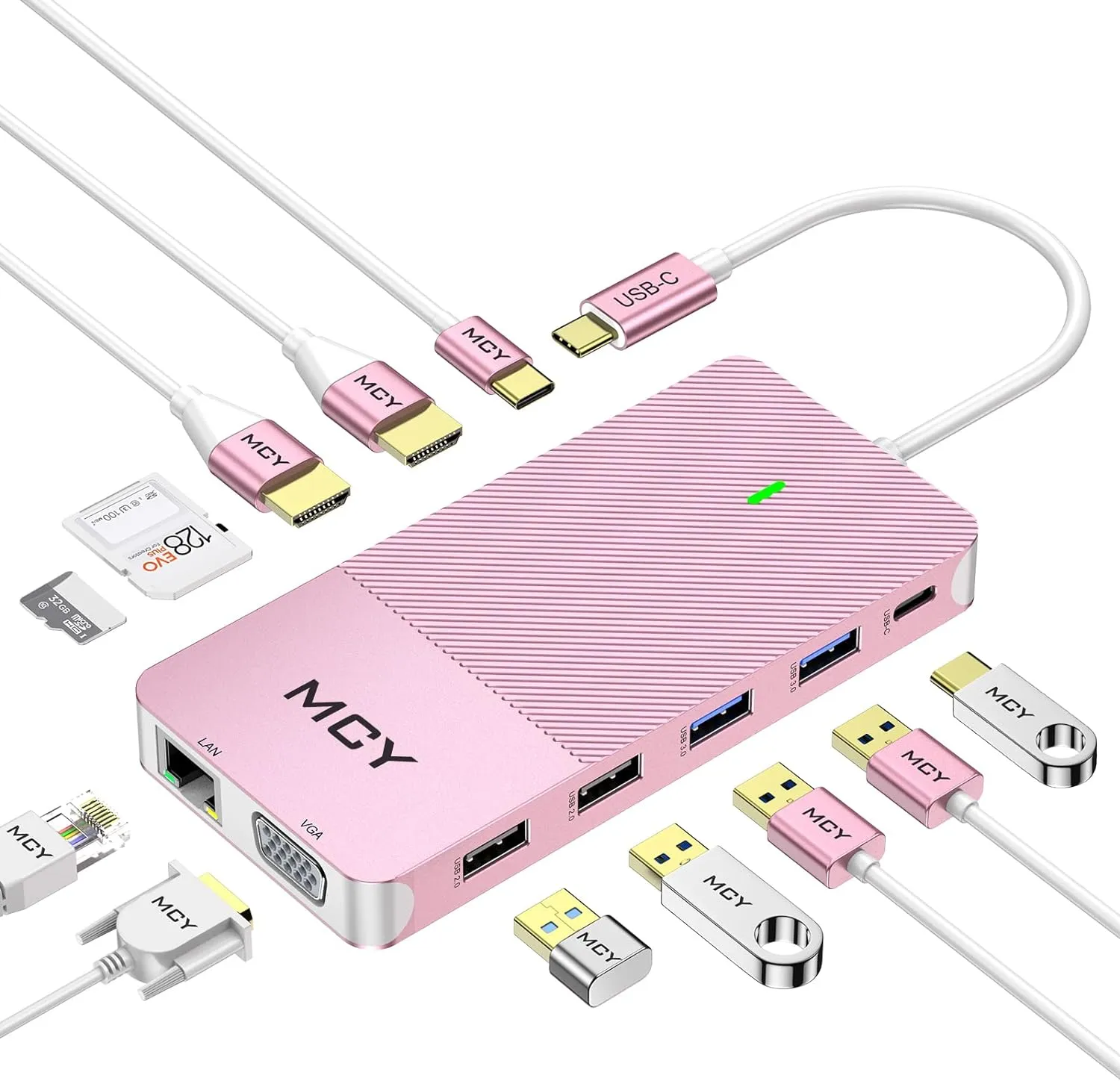 Docking Station, MCY 12 in 1 Triple Display Laptop USB C Docking Station Dual Monitor USB Type C Hub with Dual HDMI VGA Adapter,Compatible for MacBook and Windows