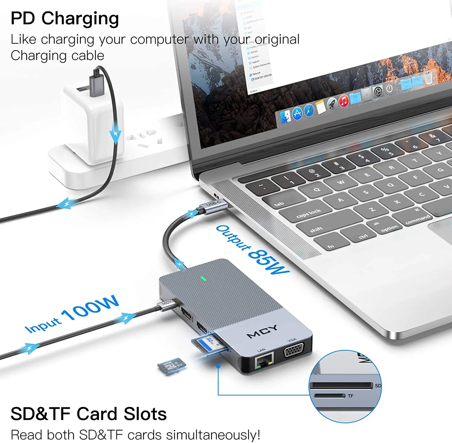 Docking Station, MCY 12 in 1 Triple Display Laptop USB C Docking Station Dual Monitor USB Type C Hub with Dual HDMI VGA Adapter,Compatible for MacBook and Windows