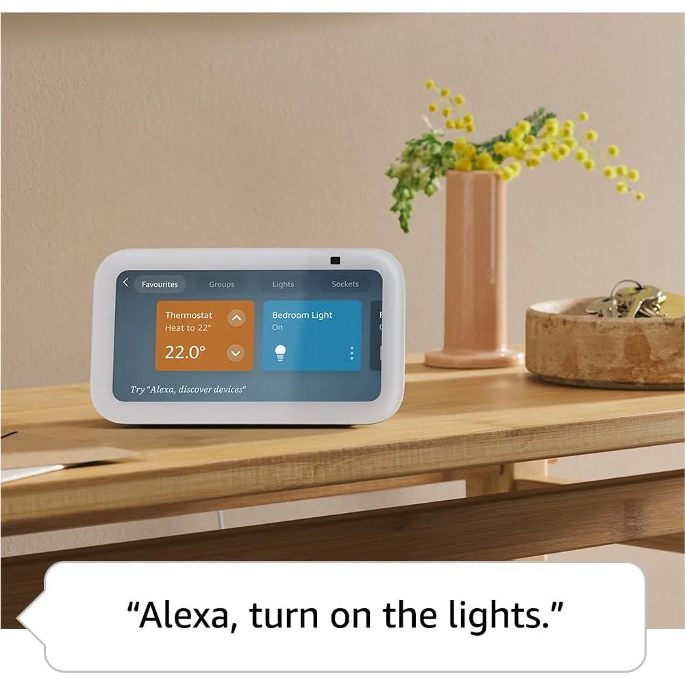 Echo Show 5 (3rd Gen, 2024) - Smart Display & Alarm Clock with Enhanced Sound, Charcoal