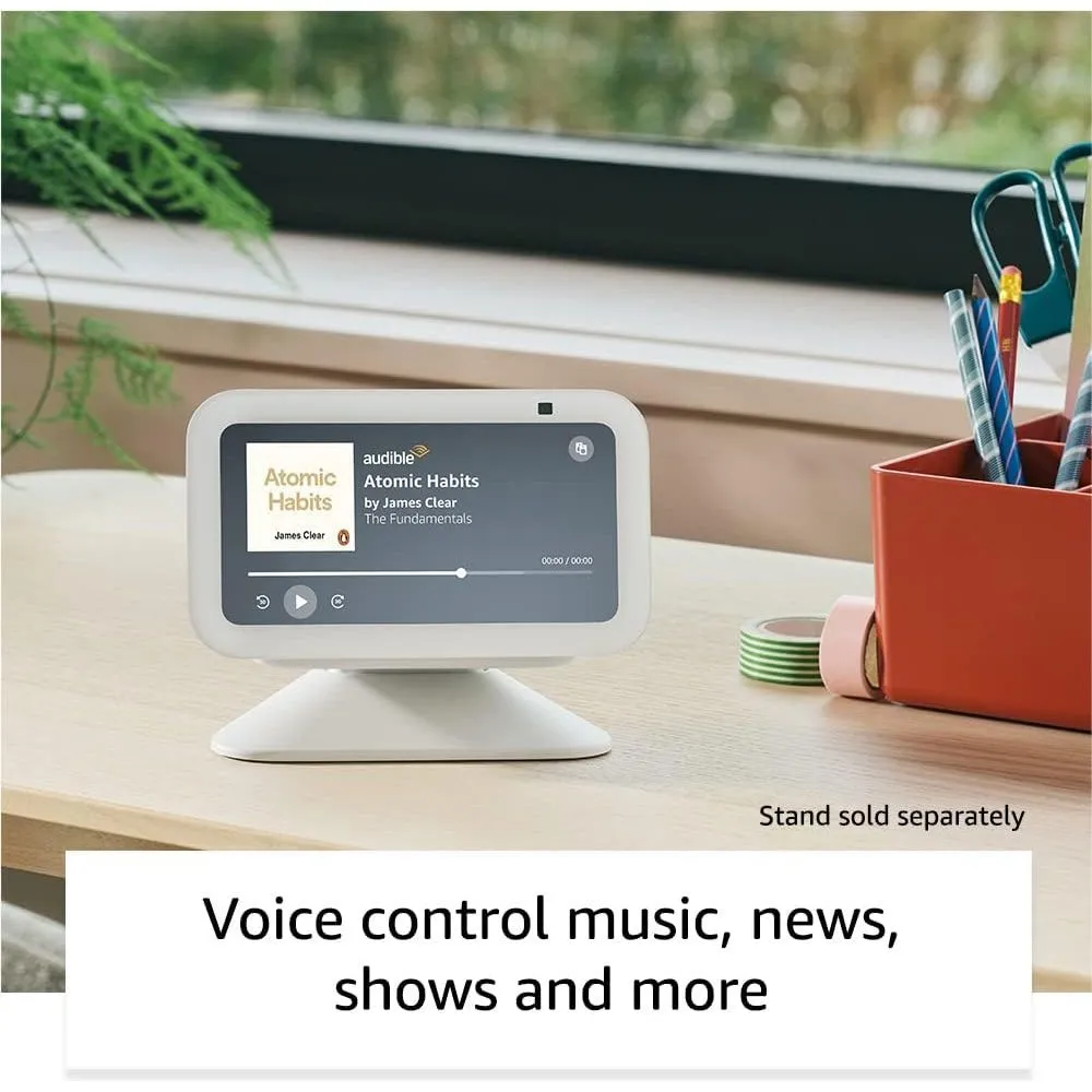 Echo Show 5 (3rd Gen, 2024) - Smart Display & Alarm Clock with Enhanced Sound, Charcoal