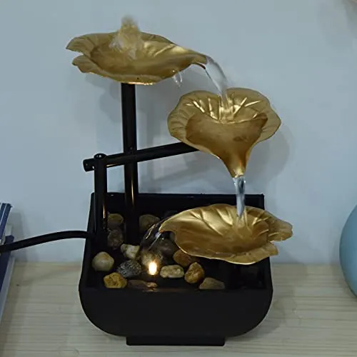 EXCLUZO Desktop Water Fountain, 20.5cm Iron Plastic Flowing Desktop Fountain Feng Shui Decoration for Living Room Study Office for TV Cabinet Decoration(#1)