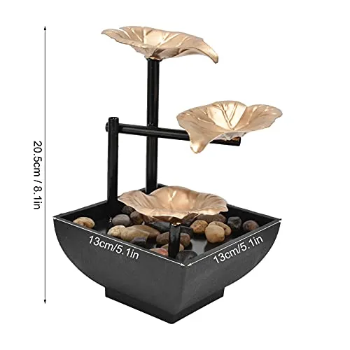 EXCLUZO Desktop Water Fountain, 20.5cm Iron Plastic Flowing Desktop Fountain Feng Shui Decoration for Living Room Study Office for TV Cabinet Decoration(#1)