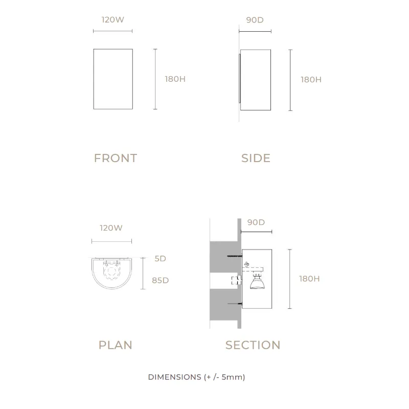 Exterior Ceramic Indented Wall Light | Day