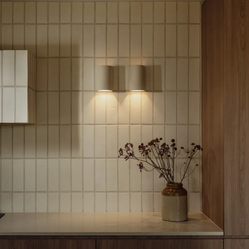 Exterior Ceramic Indented Wall Light | Day