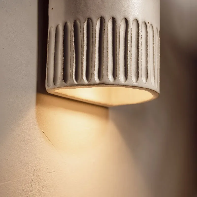 Exterior Ceramic Indented Wall Light | Day