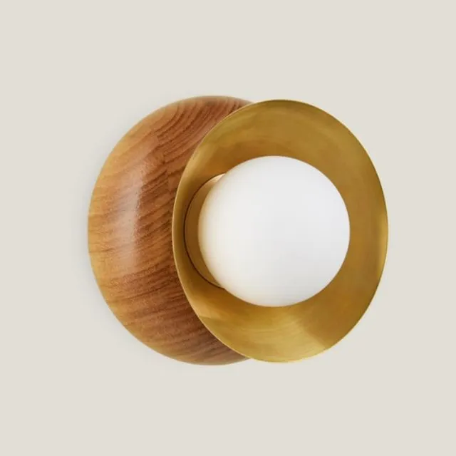 Fluxwood Sibling Timber Wall Light - Brass