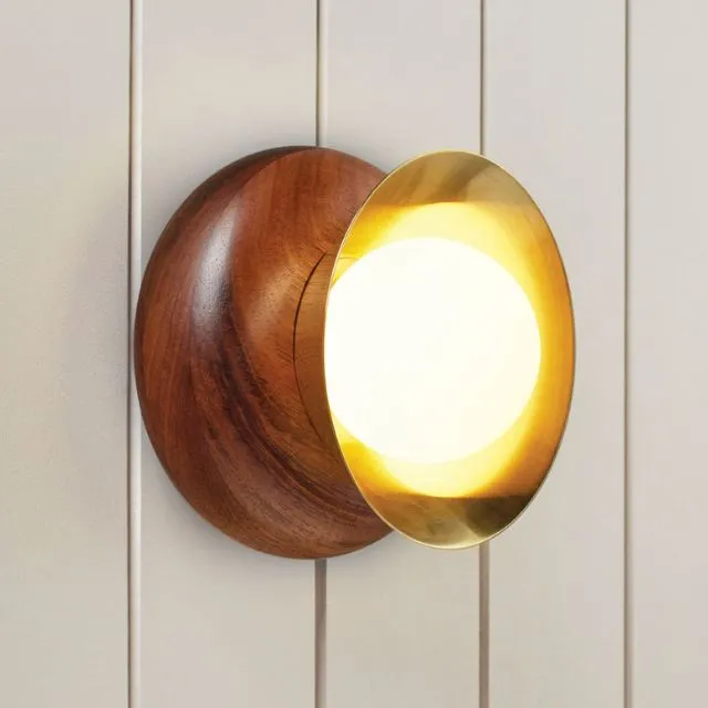 Fluxwood Sibling Timber Wall Light - Brass