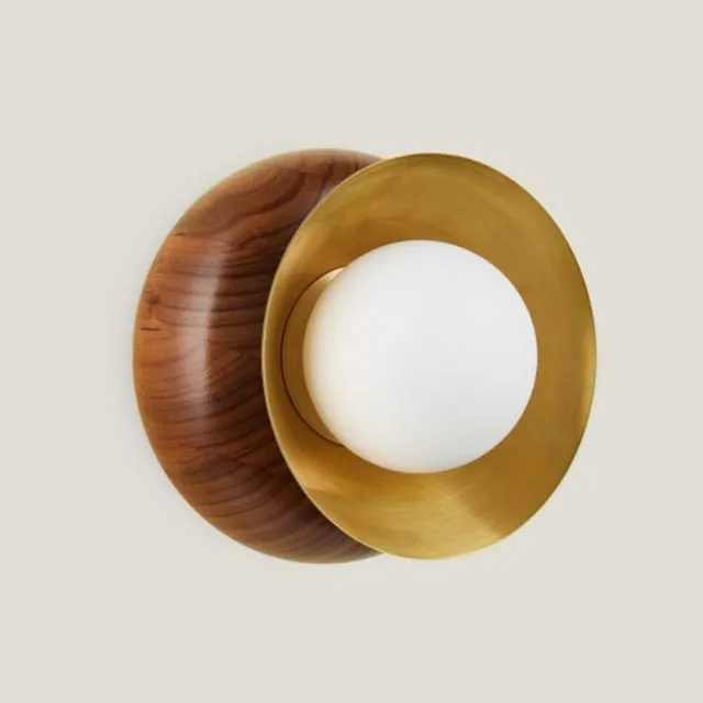 Fluxwood Sibling Timber Wall Light - Brass
