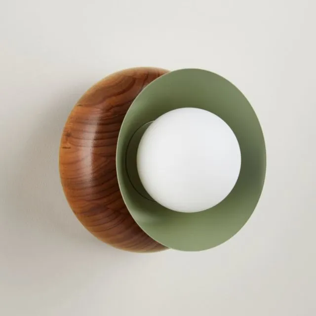 Fluxwood Sibling Timber Wall Light - Green