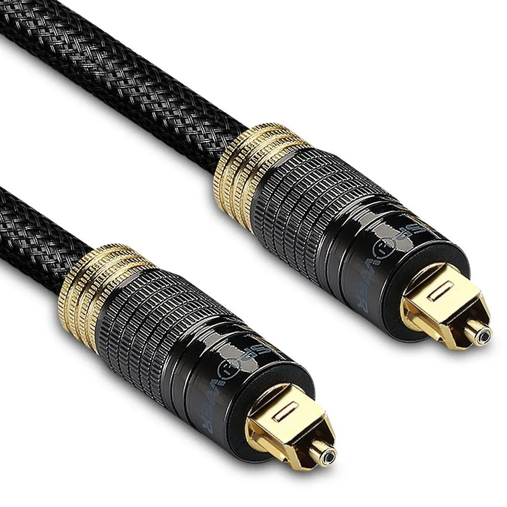 FosPower 24K Gold Plated Toslink Digital Optical Audio Cable S/PDIF - 3ft or 6ft