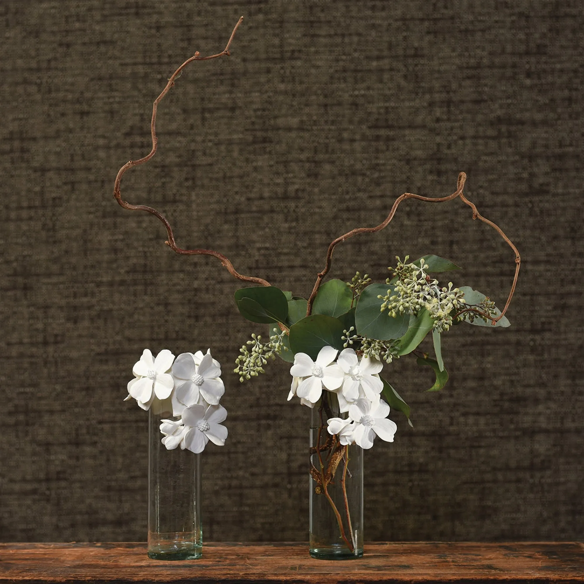Glass Vase With Bone China Flower Crown
