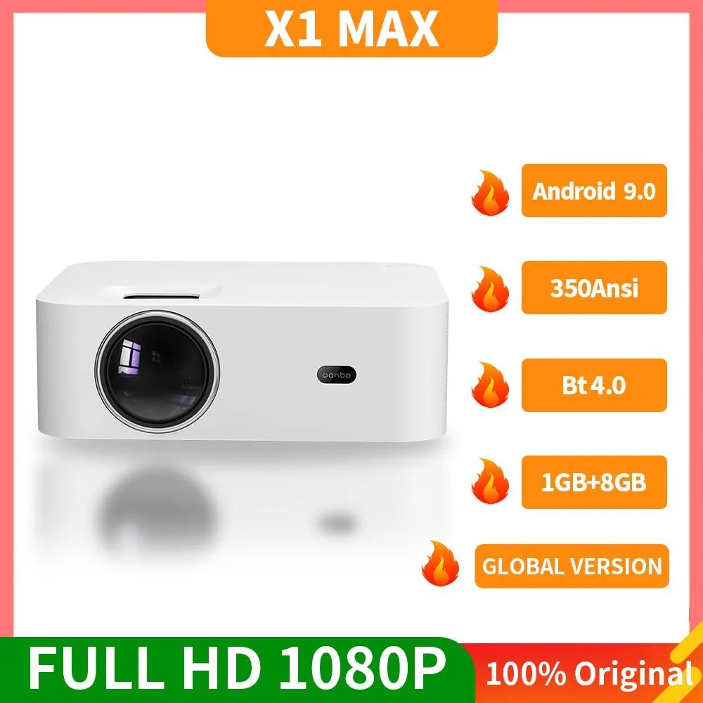Global Wanbo X1 Max Projector Android 9.0 Wifi Phone Full Hd 1920*1080P 4K Global Led Mini Portable Projector For Home Office