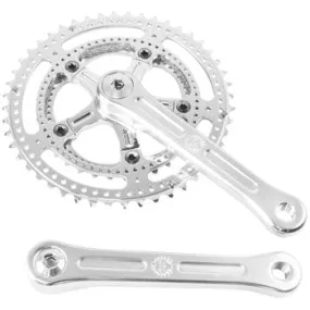 Grand Cru Drillium Cranks - 165mm, 8/9/10 Speed, 48/34t, Square Taper JIS Spindle Interface, Polished Aluminum