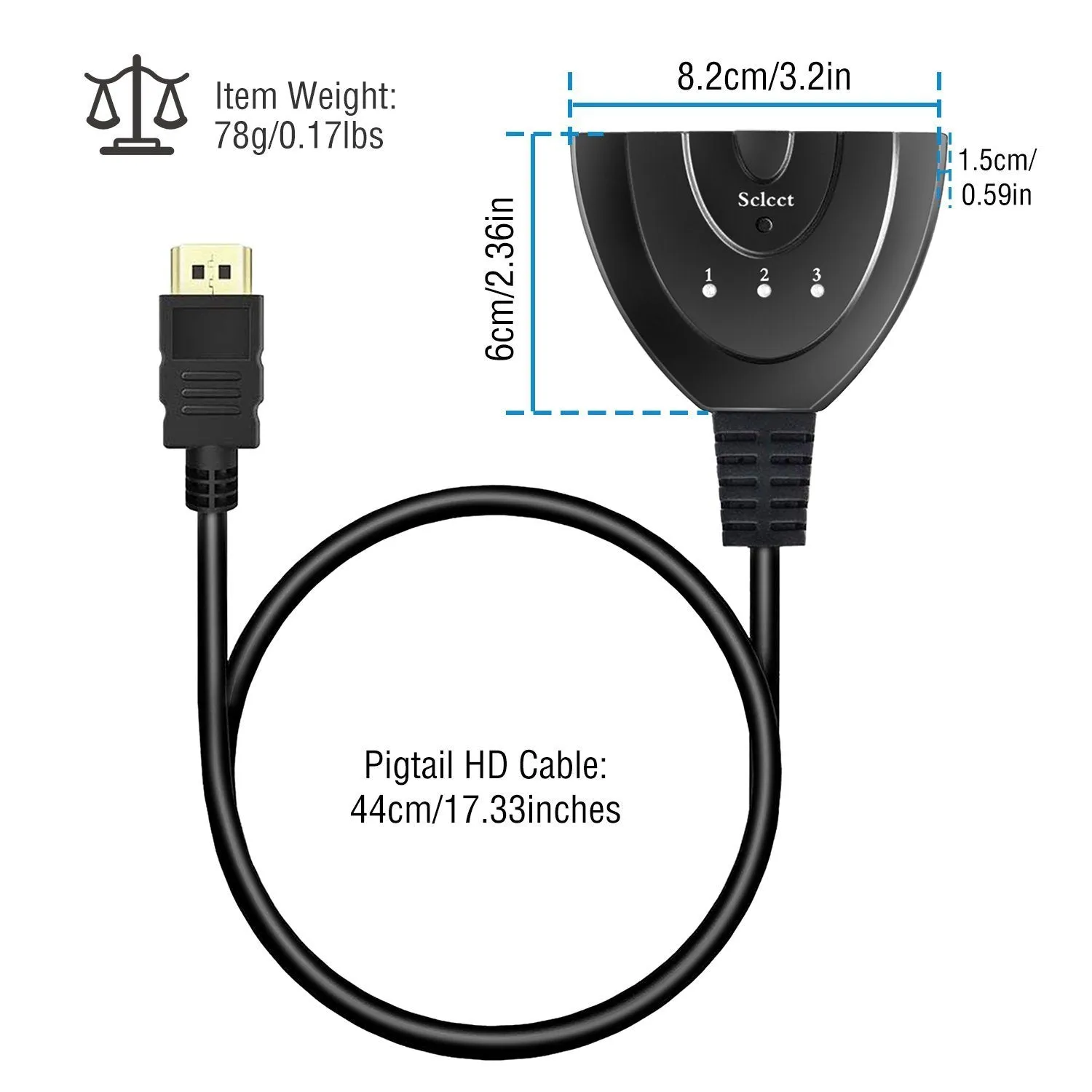 HDMI 1080P 3-in-1 Output HDTV Switch Splitter