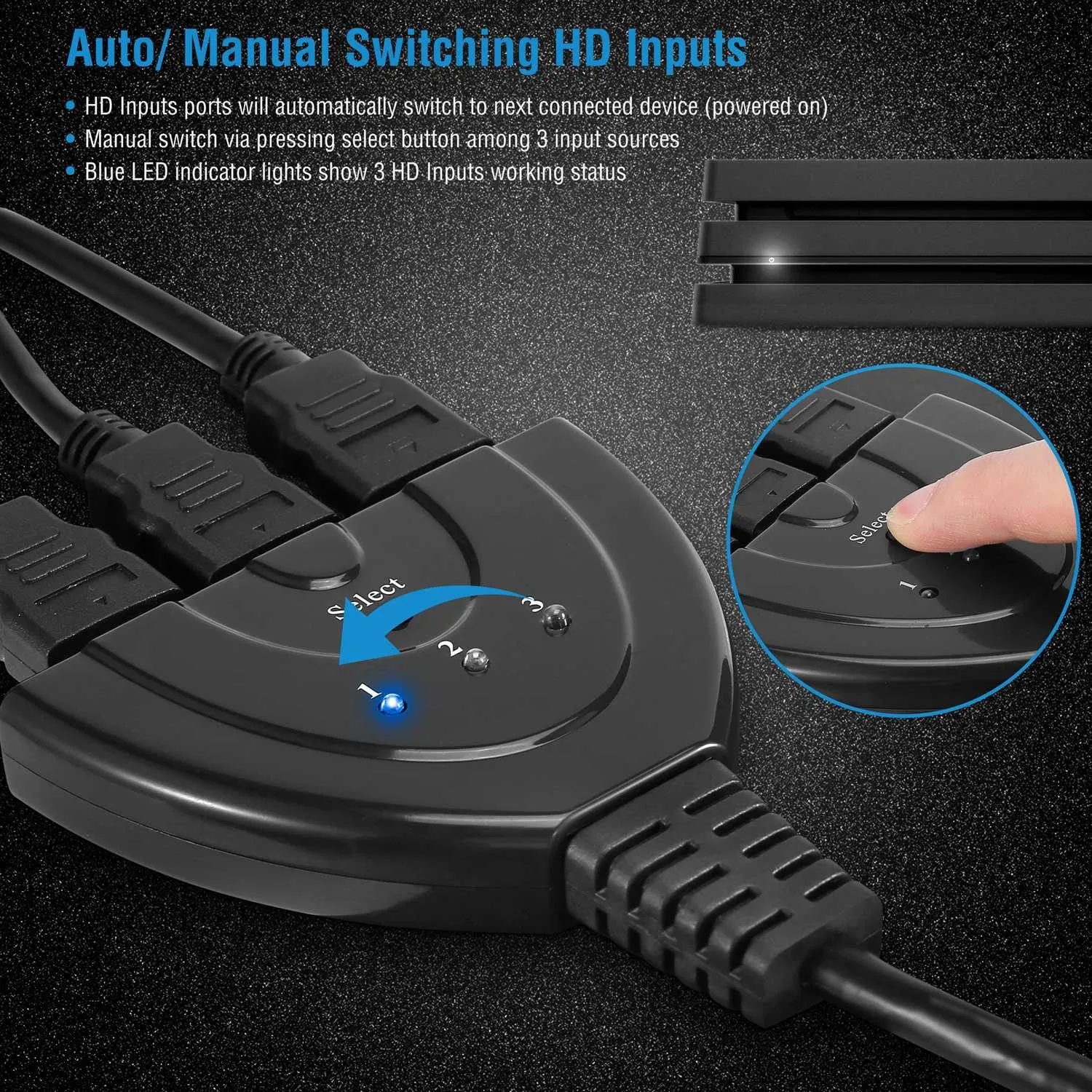 HDMI 1080P 3-in-1 Output HDTV Switch Splitter