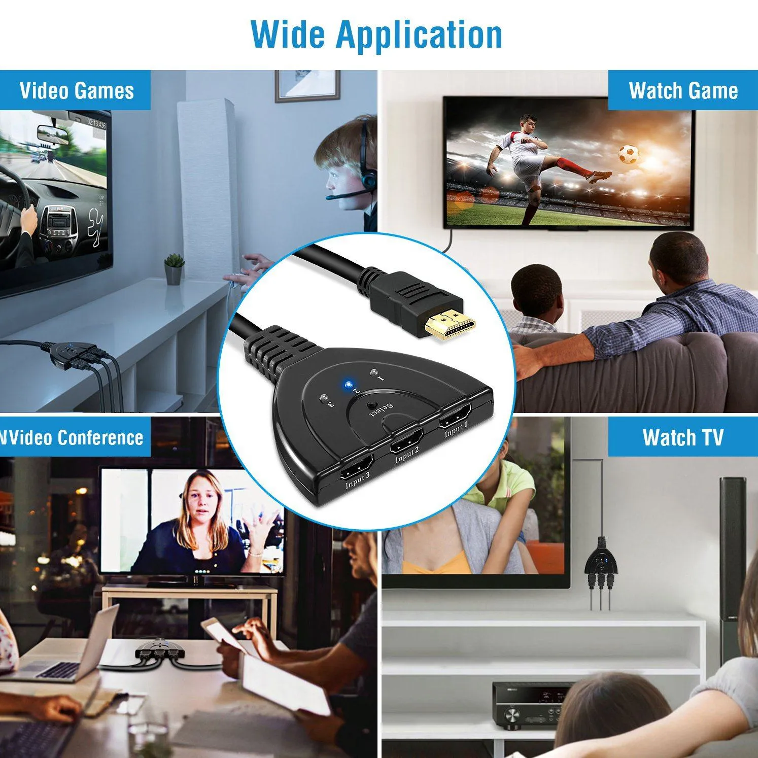 HDMI 1080P 3-in-1 Output HDTV Switch Splitter
