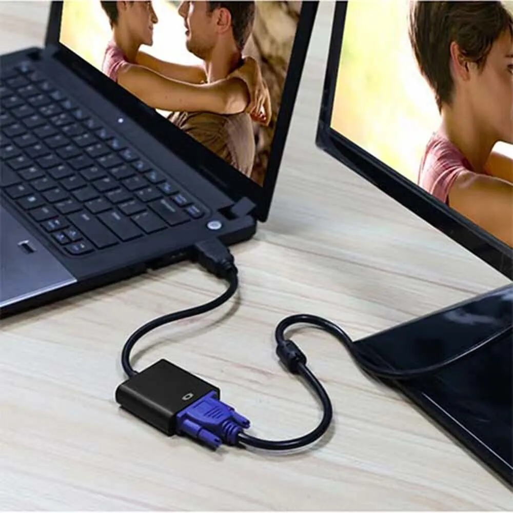 HDMI To VGA Cable Adapter Converter 1080P Video Cable   Audio For Computer