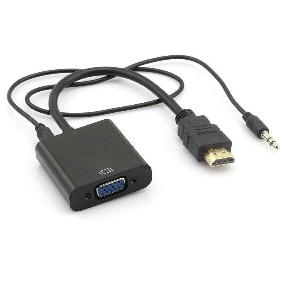 HDMI To VGA Cable Adapter Converter 1080P Video Cable   Audio For Computer