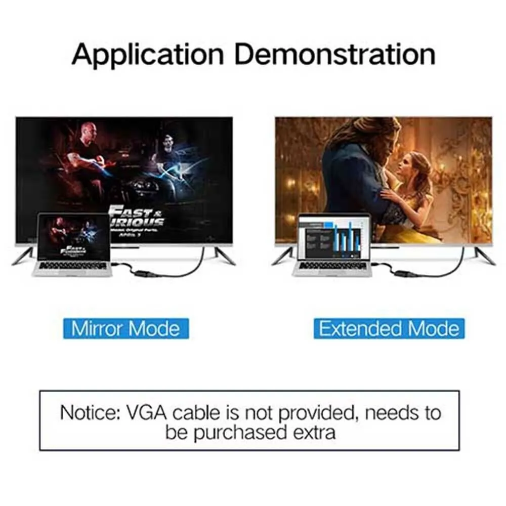 HDMI To VGA Cable Adapter Converter 1080P Video Cable   Audio For Computer