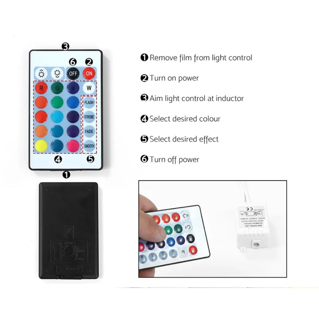 High Gloss Bedside Table Drawers RGB LED Nightstand 3 Drawers White
