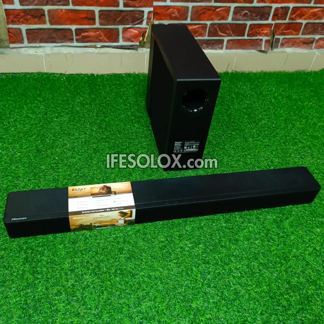 Hisense HS2100 2.1Ch 240W Bluetooth Sound Bar with Wireless Subwoofer   Dolby Atmos - Brand New