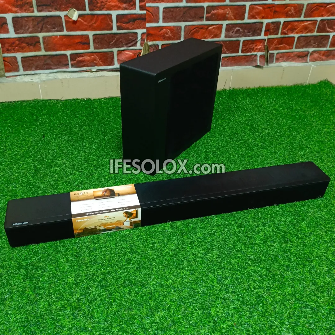 Hisense HS2100 2.1Ch 240W Bluetooth Sound Bar with Wireless Subwoofer   Dolby Atmos - Brand New