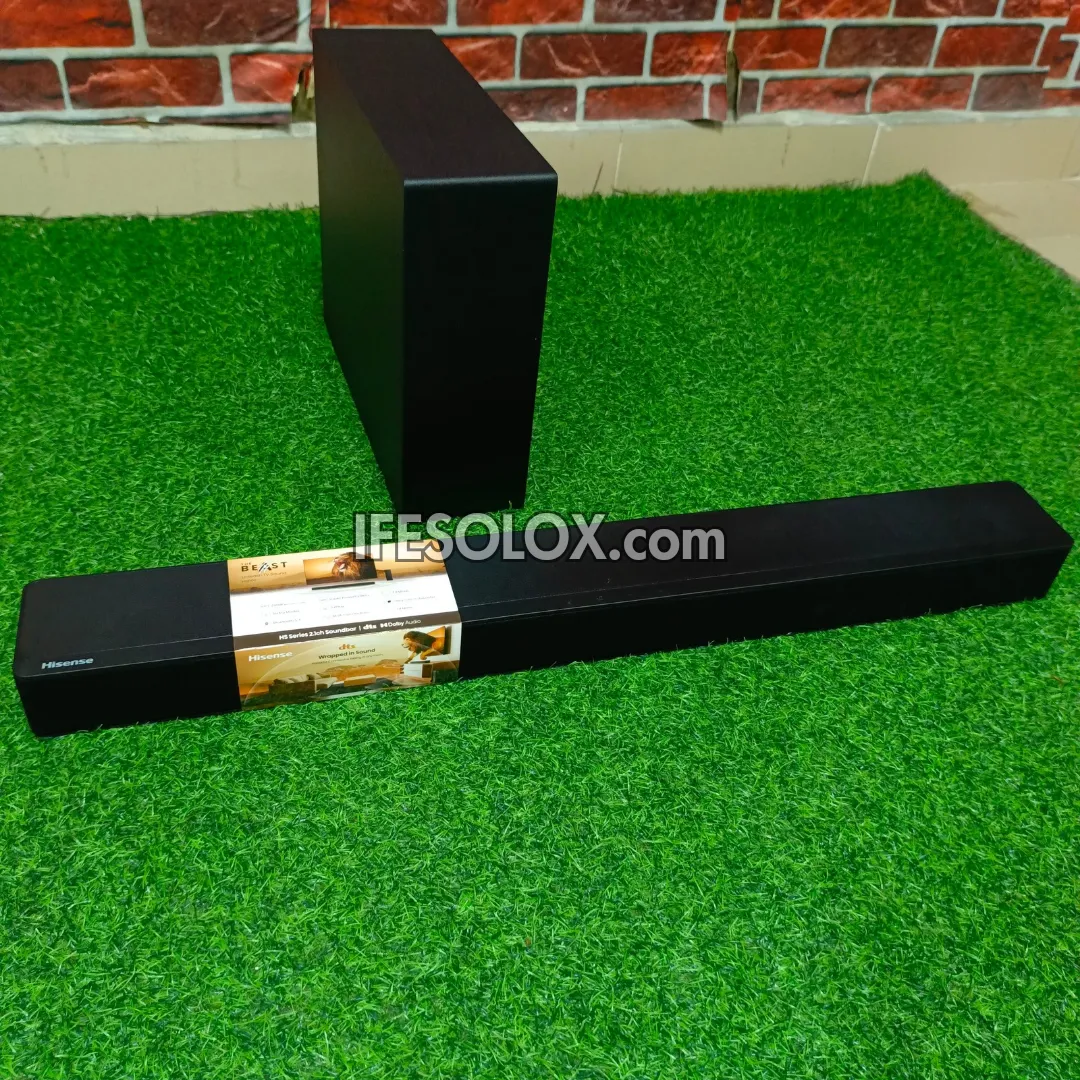Hisense HS2100 2.1Ch 240W Bluetooth Sound Bar with Wireless Subwoofer   Dolby Atmos - Brand New