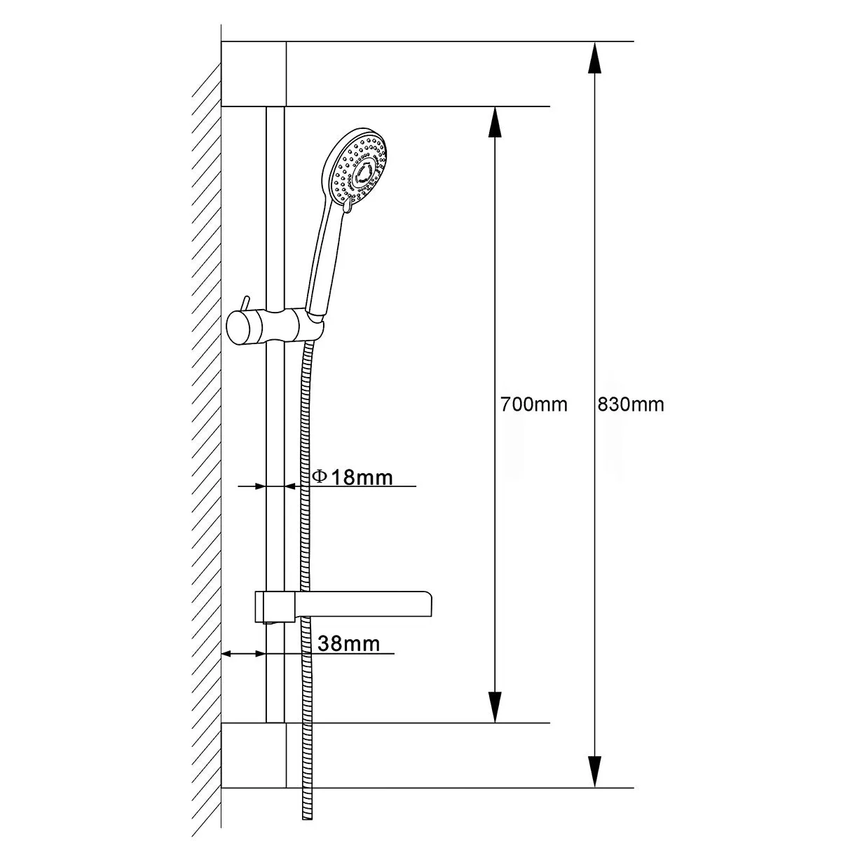 Hudson Reed Slimline Slide Rail Kit in Chrome